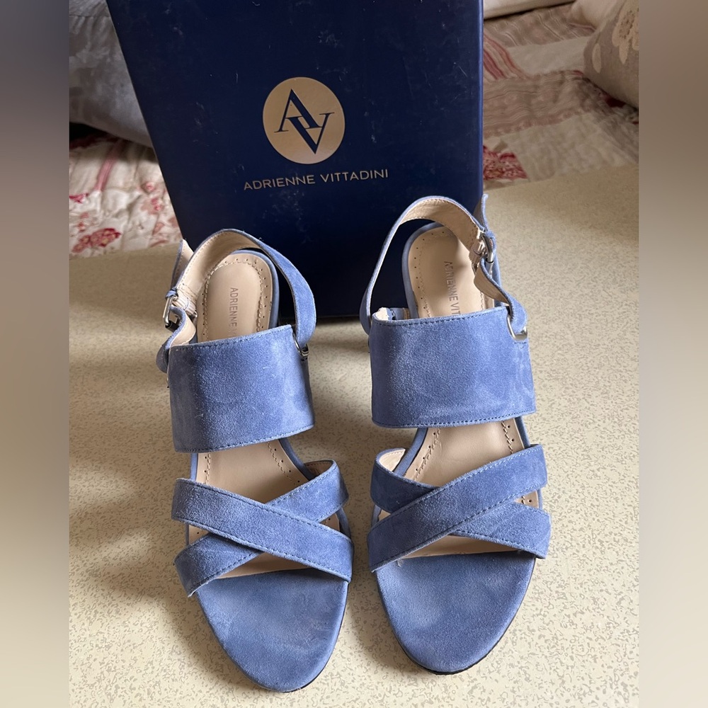 Adrienne Vittadini Gilberto Strappy Blue heels
